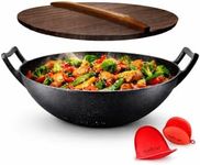 NutriChef 17" Cast Iron Wok with Li
