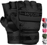 WYOX MMA Gloves Grappling Sparring, Maya Hide Leather, Boxing Gloves Men Women, Muay Thai Martial Arts Training, Half Finger Adjustable Mitts, Wrist Support, Kickboxing Gloves