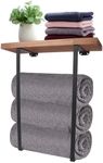Gzsekken Towel Rack Wall Mounted,Black Towel Rail with Shelf and 3 Hooks for Small Bathroom, Towel Storage 3 Bars Wall Towel Holder for Small Bathroom, Bath Towel Storage