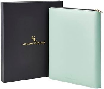 Gallaway Leather Zippered Portfolio Organizer,Genuine Leather Executive Business Binder Padfolio for Men and Women, Holder for Notebook Planner,Resume,Documents,Cards and iPad (Teal)