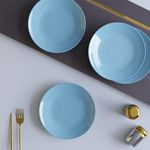 The Earth Store Handcrafted SkyBlue Marble 4 Piece -10 Inch Ceramic Dinner Plates Microwave & Dishwasher Safe Ceramic Plates for Dinner | Full Plates Set of 4 | Dinner Full Plates