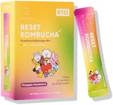 Everydaze BT21 Reset Kombucha Tea Powdered Beverage Mix | 10 Sticks | Prebiotics + Probiotics | Vegan | No Added Sugar, Gluten Free, Sparkling Powder Drink Pack (Pineapple Passion Fruit)