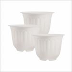 Garden Tales Designer Look Royal Jasmine Flower Pot With Bottom Tray | Set 3 | Suitable for Indoor and Outdoor Gardening Plants | Best for Home/Office/Garden Decorations -(Size- 8 Inch(20.32cm))-White