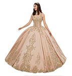 Snow Lotus Women's Spaghetti Strap Applique Quinceanera Dress Satin Beaded Ball Gown Dress