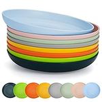 Berglander 9 Inch Plastic Deep Dinner Plates Set of 8 Colors, Reusable and Sturdy Unbreakable Dishes Set for Pasta Bowls, Cereal, Ramen, Appetizer,Dessert, Drop Resistant, BPA Free Dinnerware Microwave Safe Dishwasher Safe