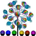 VEWOSTAR Solar Wind Spinners Outdoor,Hot Air Balloon Wind Spinner with LED Glass Ball,Muti-color Wind Spinners for Yard and Garden,Pinwheels Kinetic Wind Spinner,Wind Sculptures & Spinners for Pathway