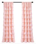 Lush Decor, Blush Ruffle Window Curtain-Shabby Chic Farmhouse Style Panel for Living, Dining Room, Bedroom (Single), 84” x 50 L