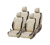 AUTOXYGEN Car PU Leather Luxury seat Cover Front & Rear Accessories for Celerio (Beige & Black, 1001)