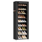 SONGMICS 10-Tier Shoe Rack, Shoe Storage Organizer Cabinet with Dustproof Cover, Free-Standing, for Closet, Entryway, Hold 20 Pairs, for Sneakers, High Heels, Black URXJ034BH01