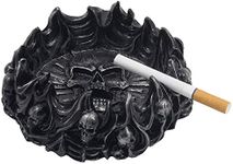 Decorative Skulls and Crossbones in Flames Ashtray for Spooky Skeleton Halloween Decorations or Medieval Art Figurines & Gothic Home Decor As Scary Fantasy Gifts