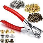 301 Pcs Grommet Eyelet Pliers Tool Kit, Fabric Leather Hole Eyelets and Grommets Punch Pliers with 300 Metal Eyelets Portable Grommet Tool Kit for Belt Shoes Cloths (Coppery, Gold, Silver,1/4 Inch)