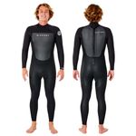 RIP CURL Mens Omega 4/3mm Back Zip Wetsuit - Black