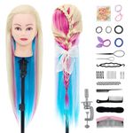 Neverland Beauty 26" 100% Synthetic Fiber Hair Hairdressing Training Head Manikin Multicolored with Clamp Practice Mannequin + Hair Braid Accessoires Set