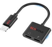 REDWIND Lightning to 2 Lightning Adapter, AUX+Charger Adapter Multiple Functions Dongle Cable Splitter Compatible for iPhone 14 13 12 11 XS XR X 8, Mini/Pro/ProMax, Support Call+Charging, Multi Colour