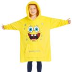 SPONGEBOB SQUAREPANTS Hoodie Blanket Kids Teenagers - Fleece Poncho One Size Oversized and Cosy - Gifts for Kids Yellow