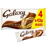 Galaxy Smooth Milk Chocolate Bars Multipack, Rainforest Alliance Certified Cocoa, 4 Bars of 42g