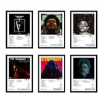 CodersParadise Wood The Weeknd Wall Poster Frames - Pack Of 6 | 8 X 12Cm (A4 Size) | Aesthetic Artwork Framed Posters | Framed Posters For Living Room, Bedroom