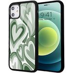 Idocolors Abstract Green Love Heart Cases for iPhone 6/6S,Shockproof Soft Silicone Hard Back Scratch Resistant Exquisite Cute Protective Cover,Matcha Color Painting Art Design Case