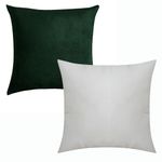 SYLC Sofa Seat Cushion Covers, Sofa Cushion Slipcovers Stretch Velvet, Backrest Cushion Covers for Couch/RV/Caravan/Bench (Dark Green,Zip-Pillowcase+Inner)