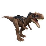 Jurassic World Dominion Roar Strikers Rajasaurus Dinosaur Action Figure with Roaring Sound and Attack Action, Toy Gift Physical & Digital Play