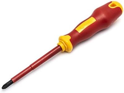 SATA VDE Insulated Electricians #2 Phillips Head Screwdriver with VDE Handle and S2 Steel Blade Tested to10,000 Volts, 2x4" (100MM) - ST61223SC