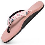 SHAPECRUNCH Women's Arch Support Slippers | Ortho Flipflops with soft MCR footbed - Reduce Pressure on Feet, Joints, and Back (Pink - Floral, UK Footwear Size System, Adult, Women, Numeric, Medium, 6)