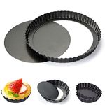 9 in Non-Stick Tart and Quiche Pan with Removable Bottom and 4 Mini Tart Pans 4-inch, Heavy Duty Fluted Side for Pies, Mousse Cakes, Dessert Baking (5 Pack)