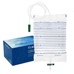 ECOBLUE 15pcs Pack 2000ml Urine Drainage Bag – Non Sterile Overnight Bags with T-Tap Valve and 85cm Tube - Bedside Drainable Urinary Bags - Non-Latex Urinary Catheter Night Bags