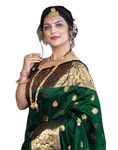 C J Enterprise Women's Banarasi Saree Pure Kanjivaram Silk Saree Soft Design Wear Pattu Sarees Latest Cotton With Blouse Piece Kanchipuram for Wedding sadi new ladies 2023 (Vruksh) (Dark Green)