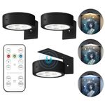 3Pcs Picture Lights for Wall Battery Operated, Magnetic Led Painting Light with Remote Dimmable and Timer, 3 Lighting Modes Art Display Light for Picture Frame, Wireless Wall Decor Puck Lights, Black