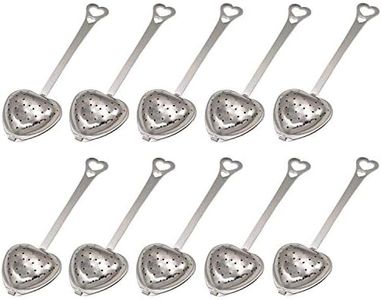 10Pcs Tea Strainers for Loose Tea - Heart Shaped Tea Filter Set Long Spoon Stainless Steel Tea Infusers for Loose Tea Strainer, Silver Loose Leaf Tea Steeper Mesh Strainer Tea Infuser Filter Spoon Set