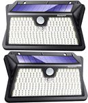 Reayos Solar Lights Outdoor, Upgraded Optics Lens Security Lights, 【283LED/3 Modes】 PIR Motion Sensor , IP65 Waterproof Outside Powered Solar Wall Lights for Door Fence Garden[2 Pack]