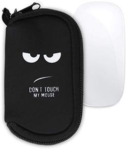 kwmobile Neoprene Case Compatible with Apple Magic Mouse 1/2 - Case Bag - Don't Touch My Mouse White/Black