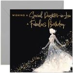 Old English Co. Birthday Card for Women - Special Daughter-in-law Birthday Card for Her - Gold Foil Glitter Silhouette Dress Design - Sparkle Birthday Card for Daughter-in-law | Blank Inside