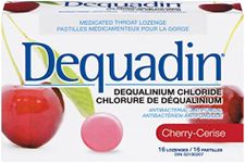 Dequadin Medicated Throat Lozenges - Cherry | Provides Antibacterial & Antifungal Relief From Sore Throat & Mouth Sores | 16 Count