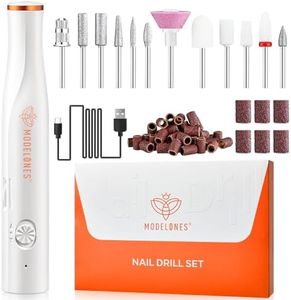 Modelones Cordless Nail Drill, 22000RPM Electric Nail File with LED Light for Acrylic Gel Nails, Professional Nail Drill Set with Nail Drill Bits & Sanding Bands for Quick Manicure Pedicure Kit