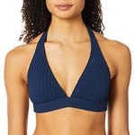 La Blanca Women's Banded Halter Bra Bikini Swimsuit Top, Indigo//Get to The Point, D