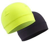 OutdoorEssentials Skull Cap Helmet Liner & Running Beanie for Men, Winter Running Hat, Thermal Cycling Hat, 1 Black / 1 Hi Viz Yellow, One Size