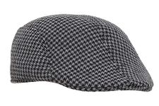 RR Design Ivry/Golf/Flat Tweed Hats For Men-Pack Of 1-Free Size- (Black & Grey Houndstooth Pattern) - Polyester