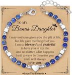 Gifts for Daughter, Bonus Daughter Bracelet Beaded Bracelets for Women Trendy Stuff Stocking Stuffers for Teens Adjustable Gemstone Bracelet Birthday Christmas Jewelry