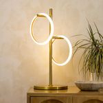 Brightech Saturn Table Lamp, Great Living Room Decor, Desk Tree Lamp for Offices, Contemporary Lamp for Living Rooms, Nightstand Lamp with 2 LED Lights for Bedroom Reading - Brass