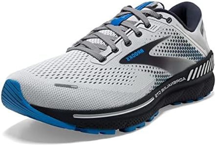 Brooks Men's Adrenaline GTS 22 Supportive Running Shoe, Oyster/India Ink/Blue, 9