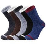 Chalier Cozy 5 Pairs Mens Fluffy Socks Winter Thick Thermal Sock Warm Home Slipper Bed Socks - Gifts for Men Women (Multicolored1)