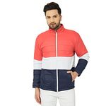 Ben Martin Men's Full Sleeve Regular Fit Quilted Nylon Casual Jacket, Red-Navy Blue X-Large