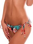 RELLECIGA Women Girl Ruffle Trim Bikini Bottom Wavy Style Teeny Swimsuit Short (M, Blue)