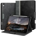 KingBlanc for iPad Air 13-inch Case (2024, M2) with Pencil Holder, Vegan Leather Smart Stand Folio, Auto Wake/Sleep, Multi-Angle for Viewing/Drawing, Protective Cover with Magnetic Closure, Black