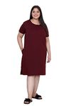 In Love Women Cotton Buttoned Plus Size Short Slip Nighty Chemise,Burgundy Mixture,5XL