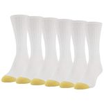 Gold Toe Women's 6 Pack Ribbed Crew,White,9-11