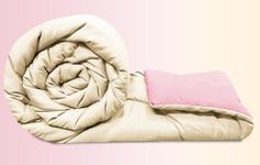 BSB HOME Summer Razzai All Season 220 GSM Ac Comforter Super Soft Fluffy Comforter (90" X 86" Inches/220Cm X 228Cm) - Double Bed Comforter|Beige & Pink| Lightweight| Microfibre