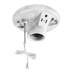 Leviton 9726-C One-Piece Glazed Porcelain Outlet Box Mount, Incandescent Lampholder, Pull Chain, Top Wired (White)